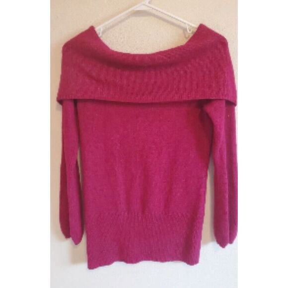 White House Black Market Sweaters - WHITE HOUSE BLACK MARKET DARK FUCHSIA PINK SHAWL COLLAR SWEATER SZ M Wool Blend